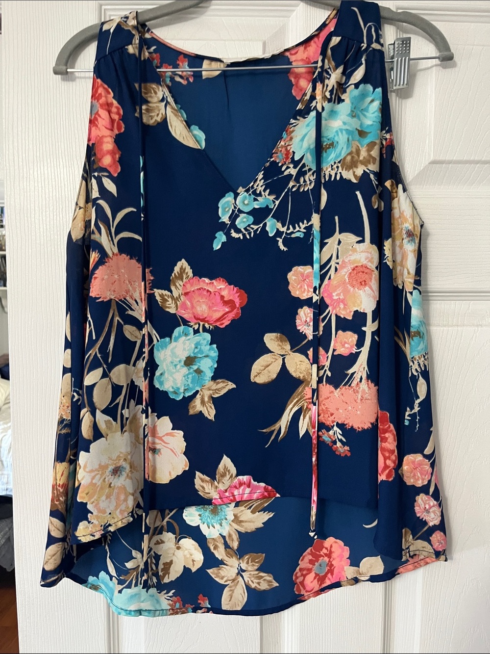 Lush Floral Navy hi-low flowy top